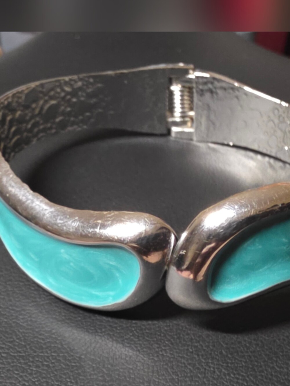 Silver-Tone Bracelet with Turquoise Inlay - Picture 2 of 6